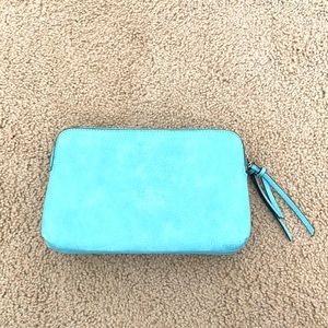 Bright blue leather clutch/cross body bag